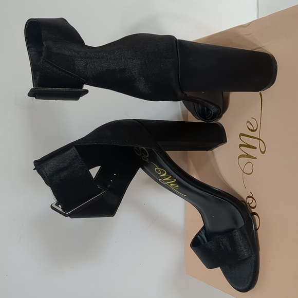 Fashion Nova So Me Heels Black StellaSatin size 5.5 - Picture 4 of 11